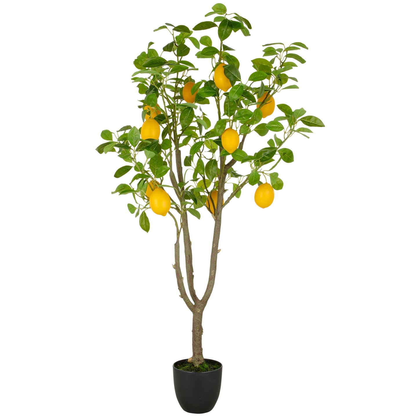 Künstlicher Zitronenbaum 145 cm grün im Kunststofftopf 18x16,5 cm – langlebige Kunstpflanze für modernes Wohnzimmer