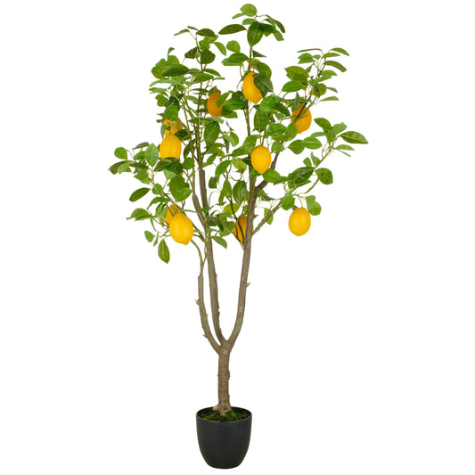 Künstlicher Zitronenbaum 145 cm grün im Kunststofftopf 18x16,5 cm – langlebige Kunstpflanze für modernes Wohnzimmer