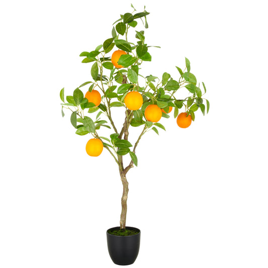 Orangenbaum Kunstpflanze 115 cm Grün mit Kunststofftopf 16x15 cm Dekorativer Zierbaumpflegeleicht
