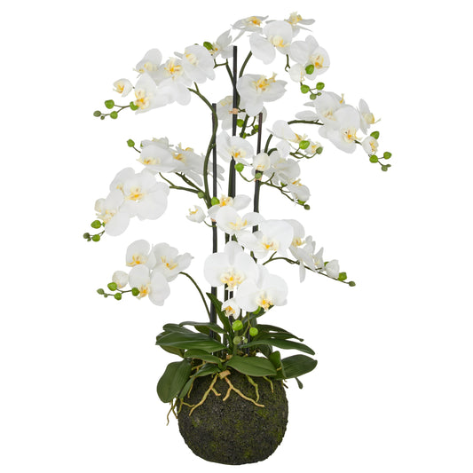 Phalaenopsis Kunstpflanze 110cm weiß mit Erdballen Ø25cm – Real Touch realistisches Design