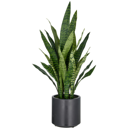 Sansevieria zeylanica Kunstpflanze 90 cm im anthrazitfarbenen Kunststofftopf 21,5x22 cm mit Erde