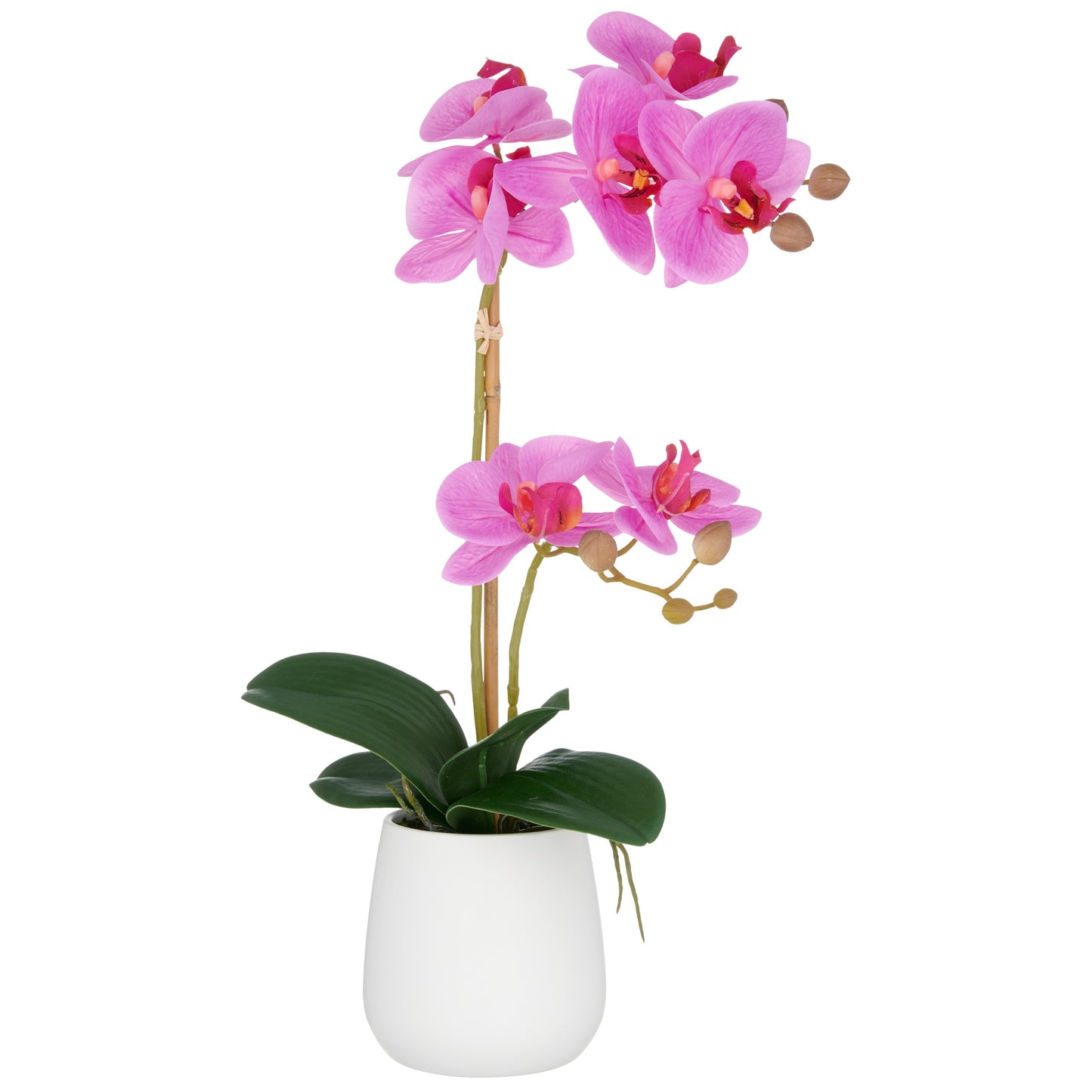 Künstliche Phalaenopsis Orchidee 50cm lila im weißen Keramiktopf 9x11cm Real Touch