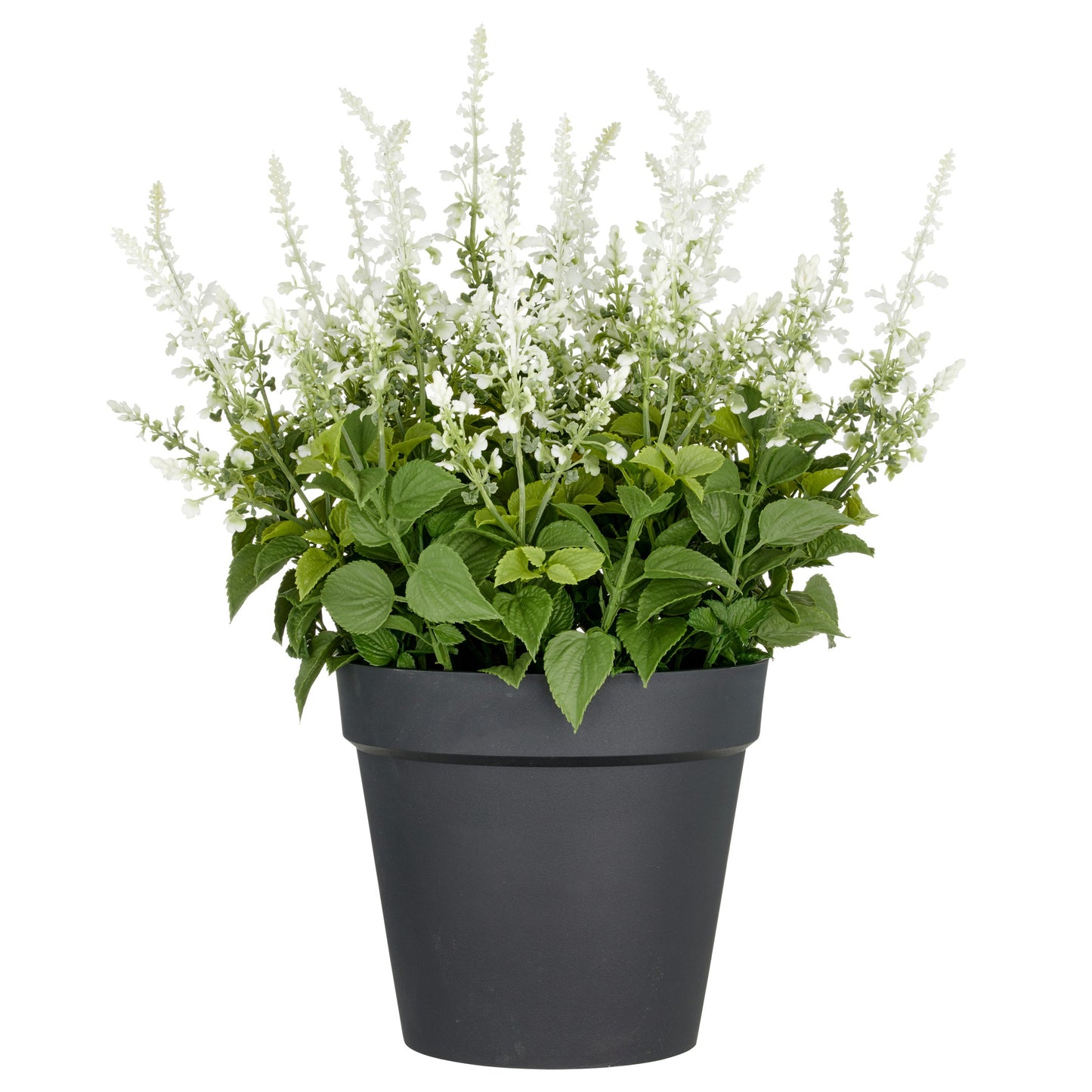 Salvia superba XXL künstliche Pflanze, 65 cm weiß, UV-beständig im Kunststofftopf 28x25 cm