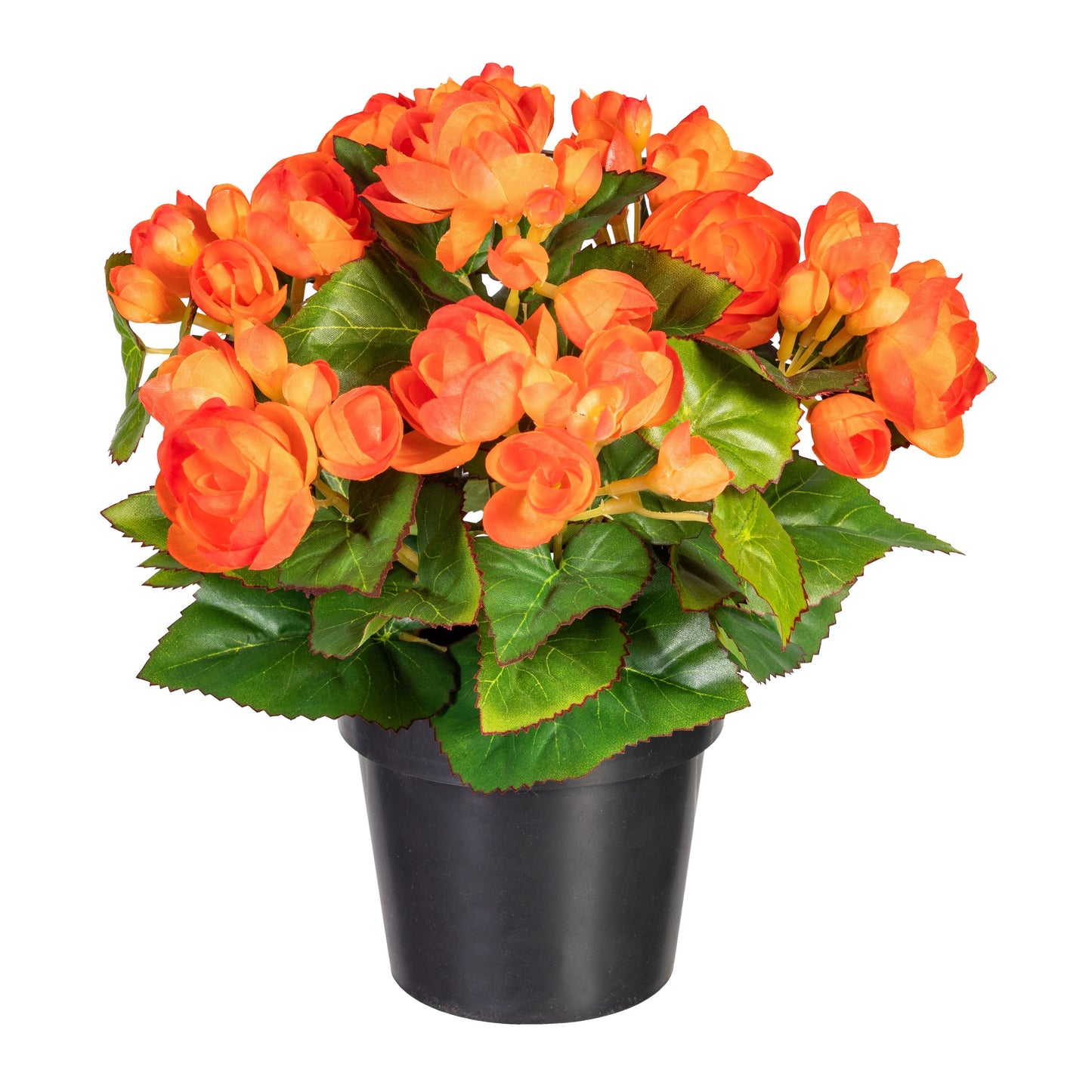 Künstlicher Begonienbusch 28 cm im schwarzen Kunsttopf - 4 Farben, top Dekoration