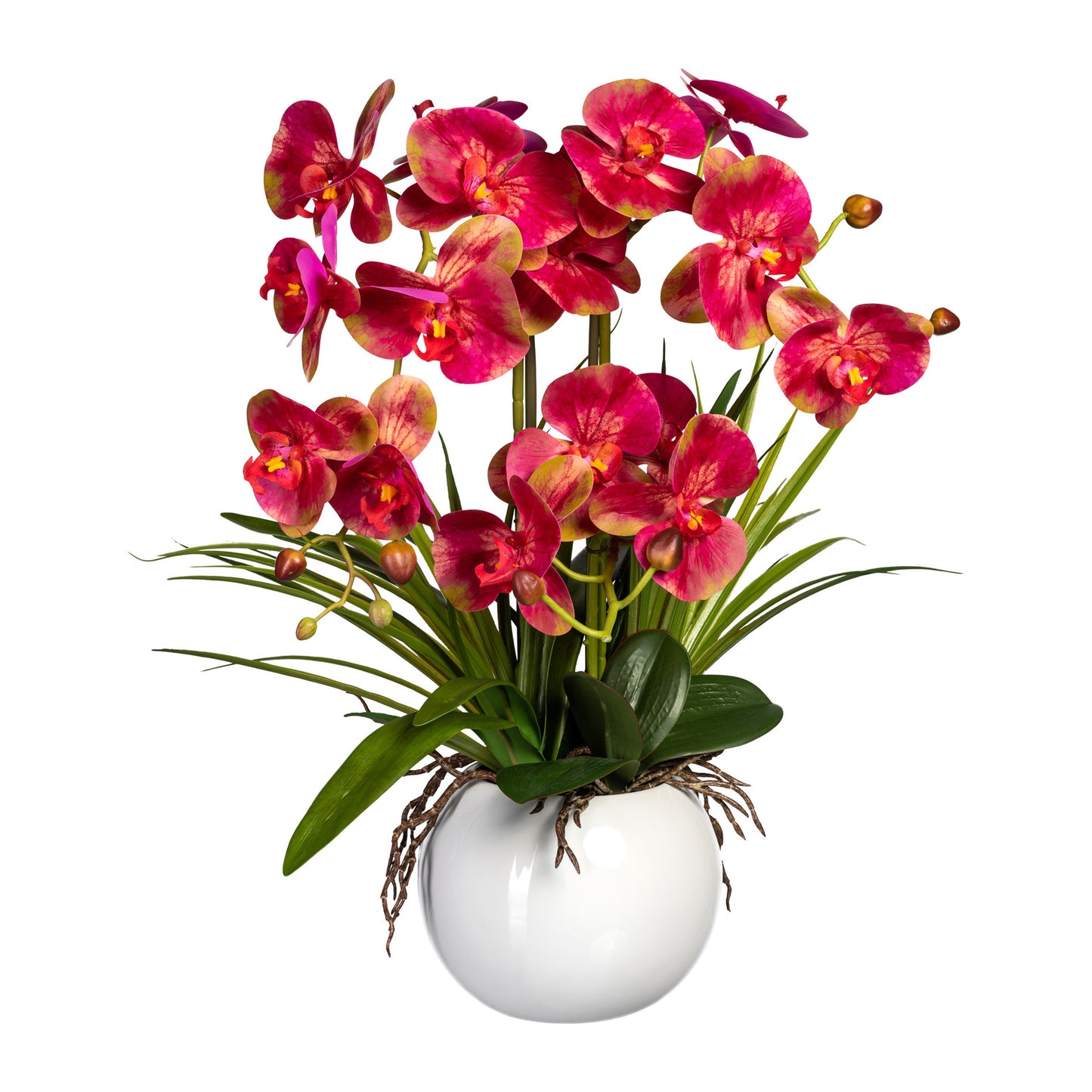 Phalaenopsis Orchidee 58 cm Pink im weißen Keramiktopf Ø 18x15 cm – RealTouch Kunstpflanze