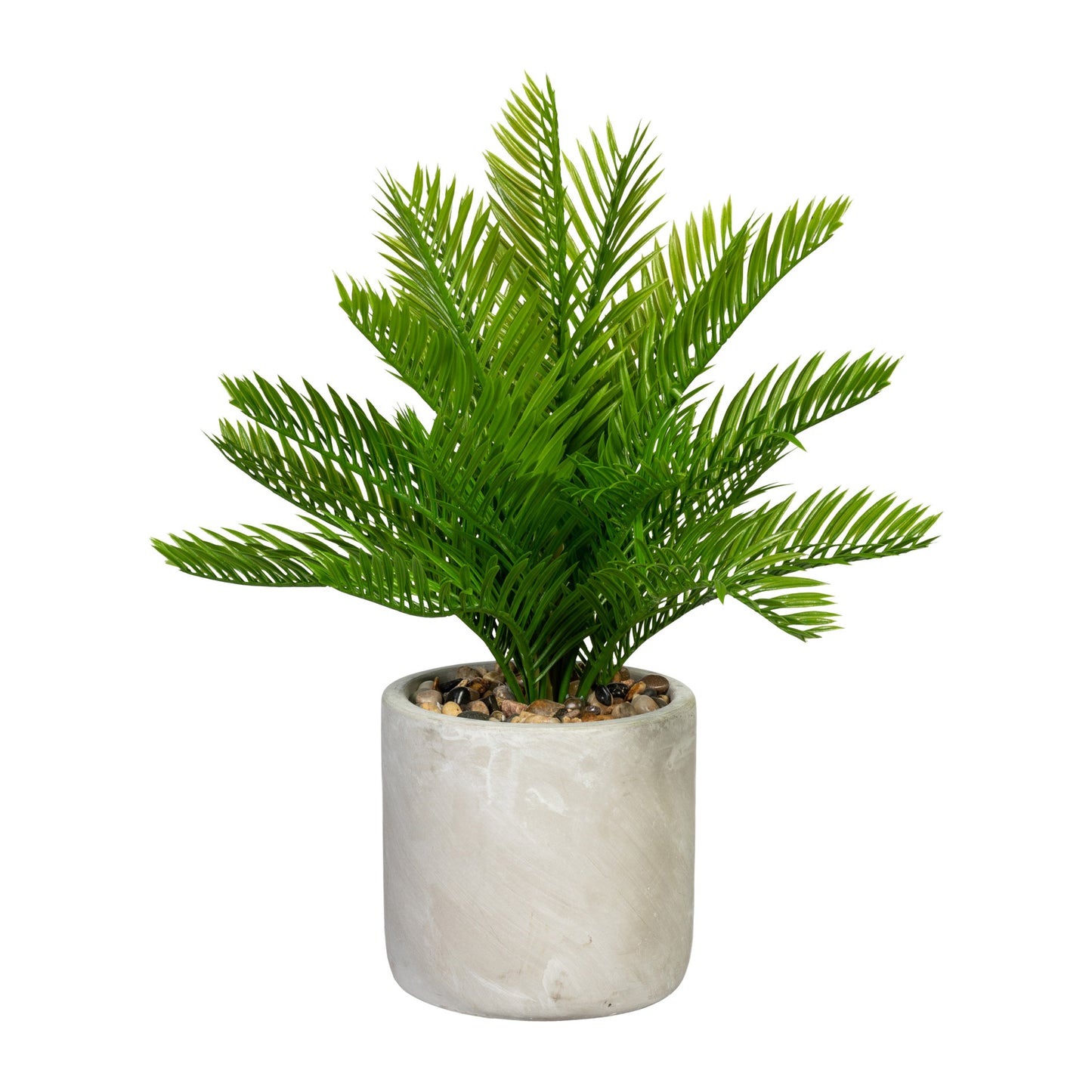 Künstlicher Farnbusch 34 cm im stilvollen Zementtopf für Wohnung & Büro