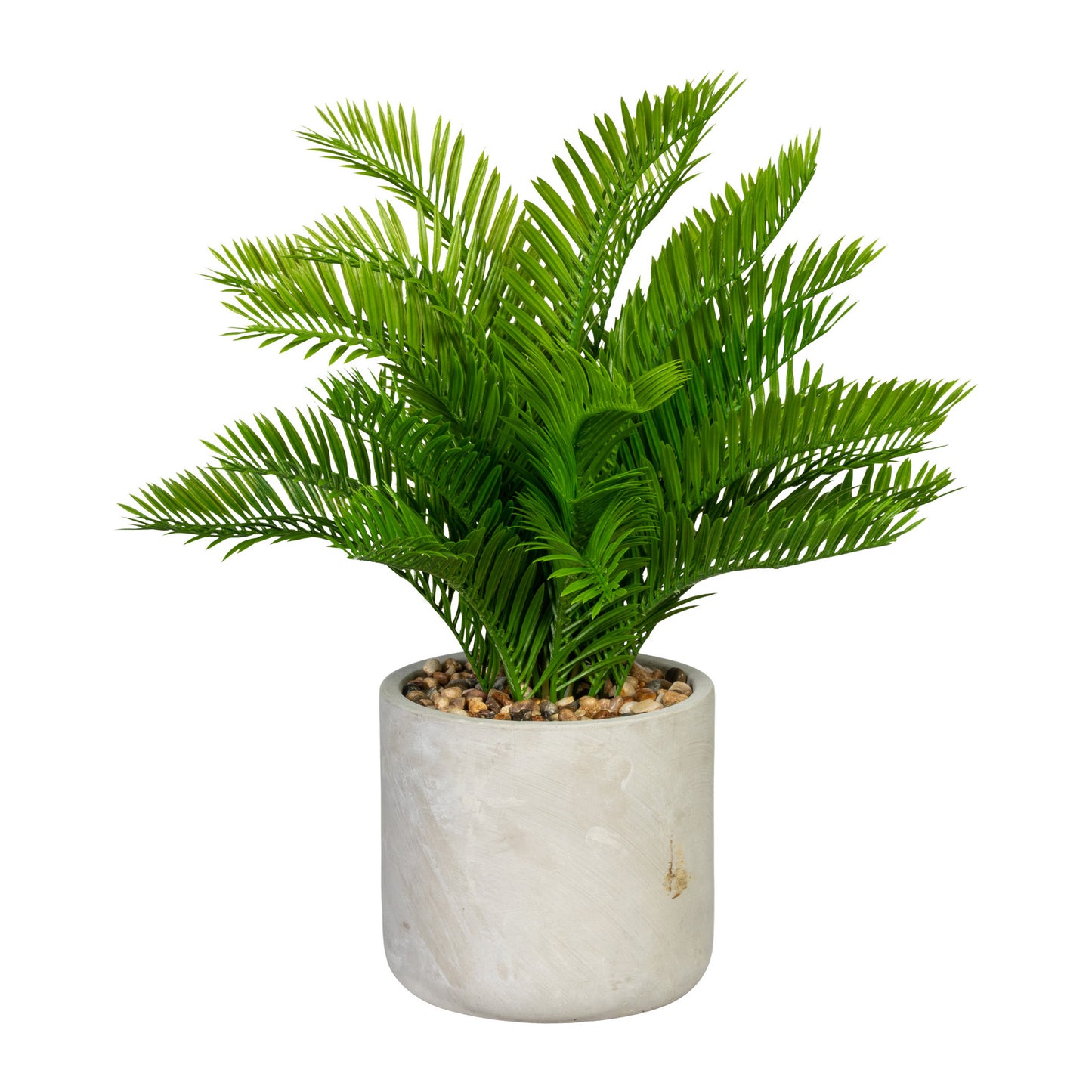 Künstlicher Farnbusch 45 cm im modernen Zementtopf – pflegeleicht & stilvoll