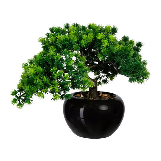 Künstlicher Bonsai Lärche 26 cm im schwarzen Keramiktopf – Exotische Dekoration für Ihr Zuhause
