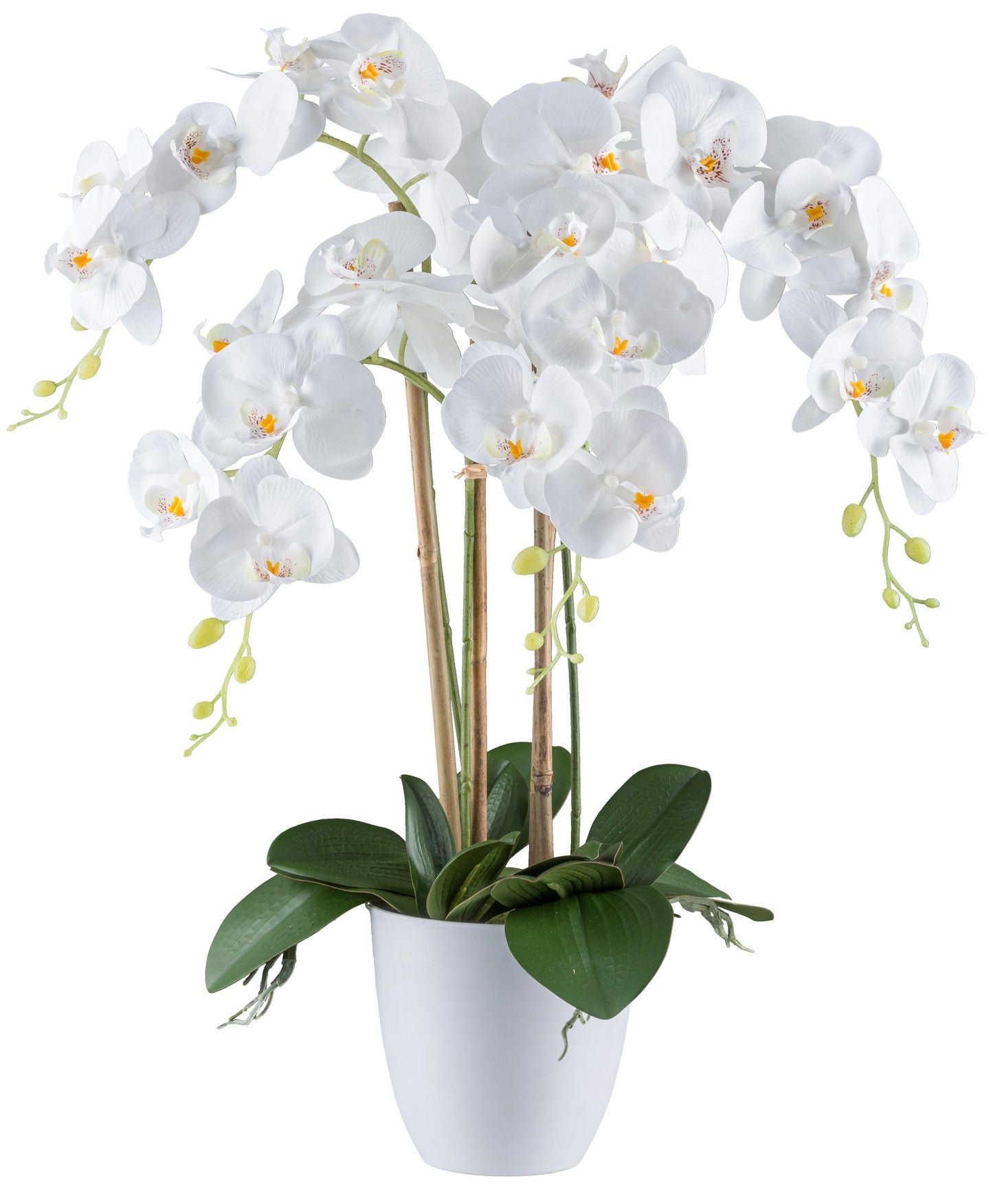 Phalaenopsis Orchidee 62 cm Weiß, RealTouch Kunstpflanze im eleganten Melamintopf 15x14 cm