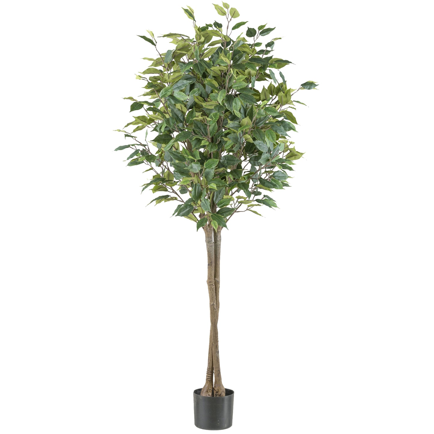 Ficus Benjamina 125 cm Kunstpflanze grün, UV-beständig & schwer entflammbar im Topf 15x12,5 cm