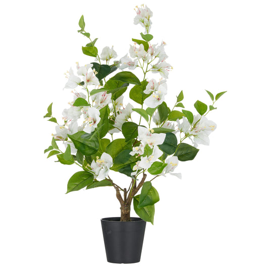 Bougainvillea Weiß 68cm Künstliche Pflanze im Kunststofftopf 12,5x11,5cm mit Erde