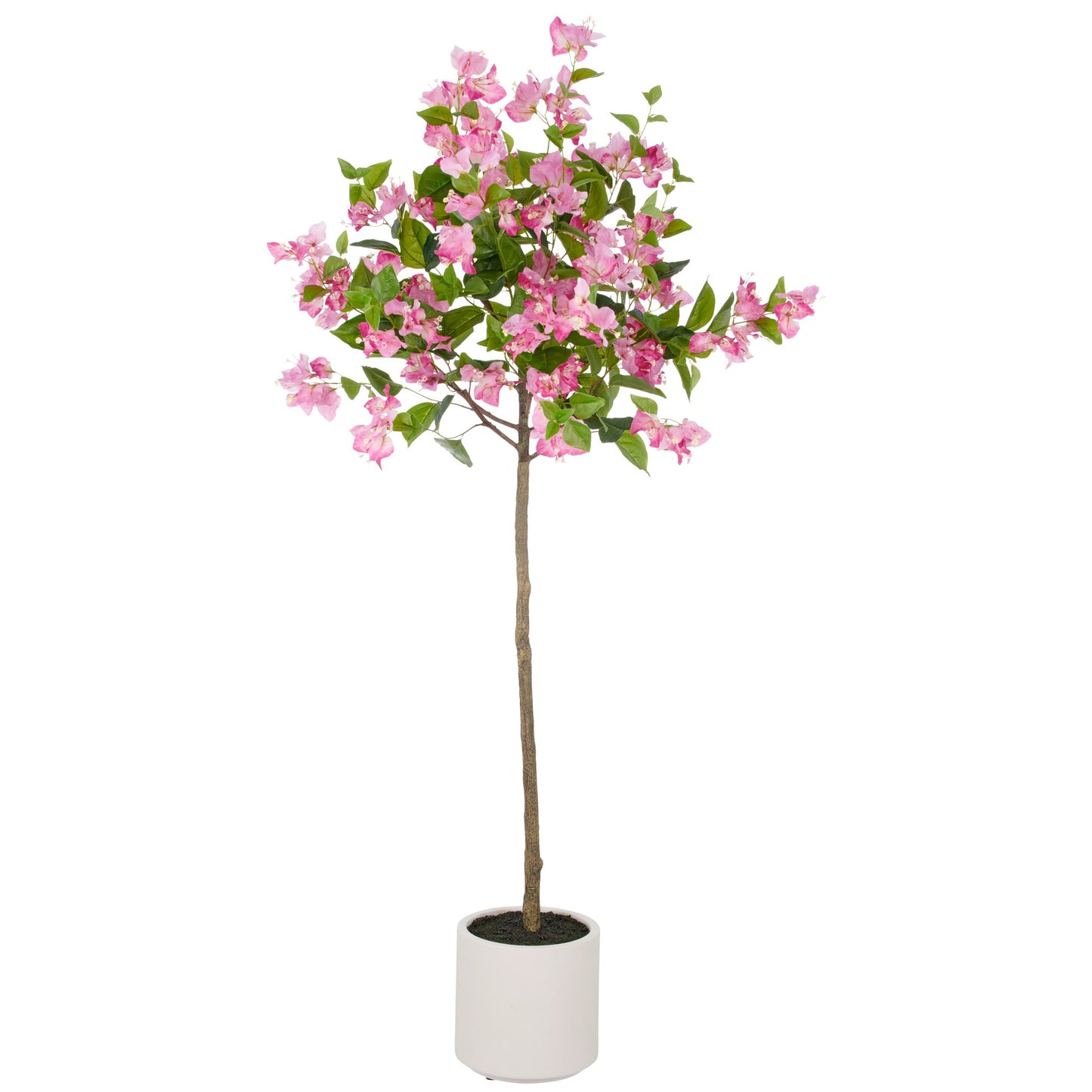 Bougainvillea Hochstamm 150cm pink-creme Kunstpflanze im cremefarbenen Kunststofftopf mit Erde