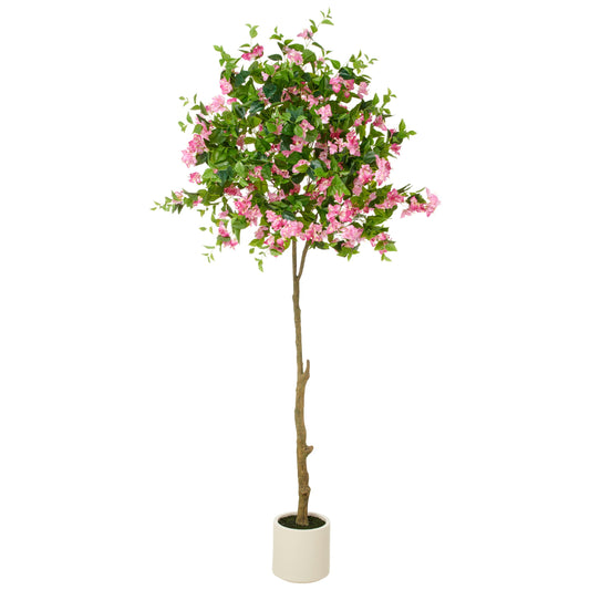 Bougainvillea Hochstamm 240 cm pink-creme Kunstpflanze im cremefarbenen Kunststofftopf 26,5x26,5 cm