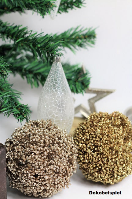 Weihnachtliche Beerenkugel im 2er Set 9 cm goldene Deko für Christbaum und Wohnung