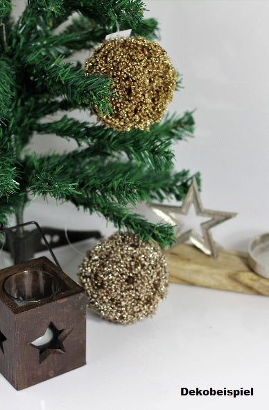 Weihnachtliche Beerenkugel im 2er Set 9 cm goldene Deko für Christbaum und Wohnung