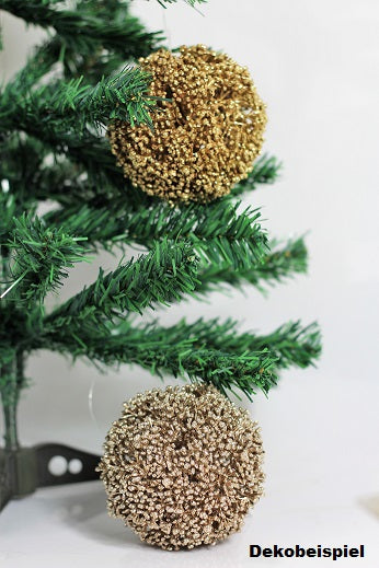 Weihnachtliche Beerenkugel im 2er Set 9 cm goldene Deko für Christbaum und Wohnung