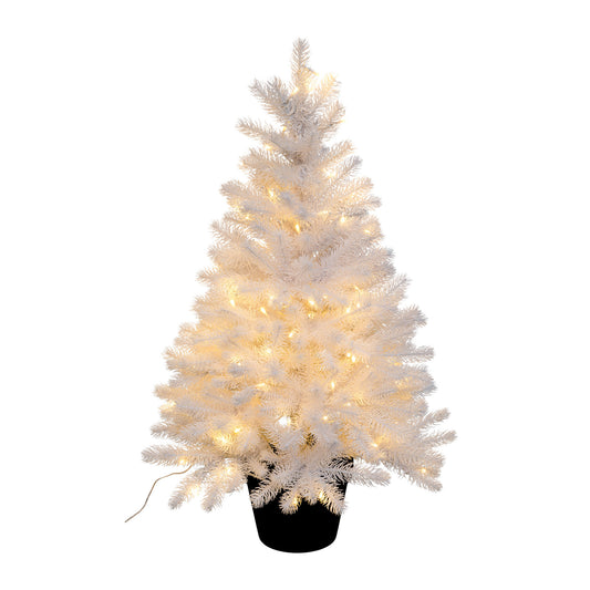 Künstlicher Weihnachtsbaum Tannenbaum 90cm 100 LED Polyethylen weiß