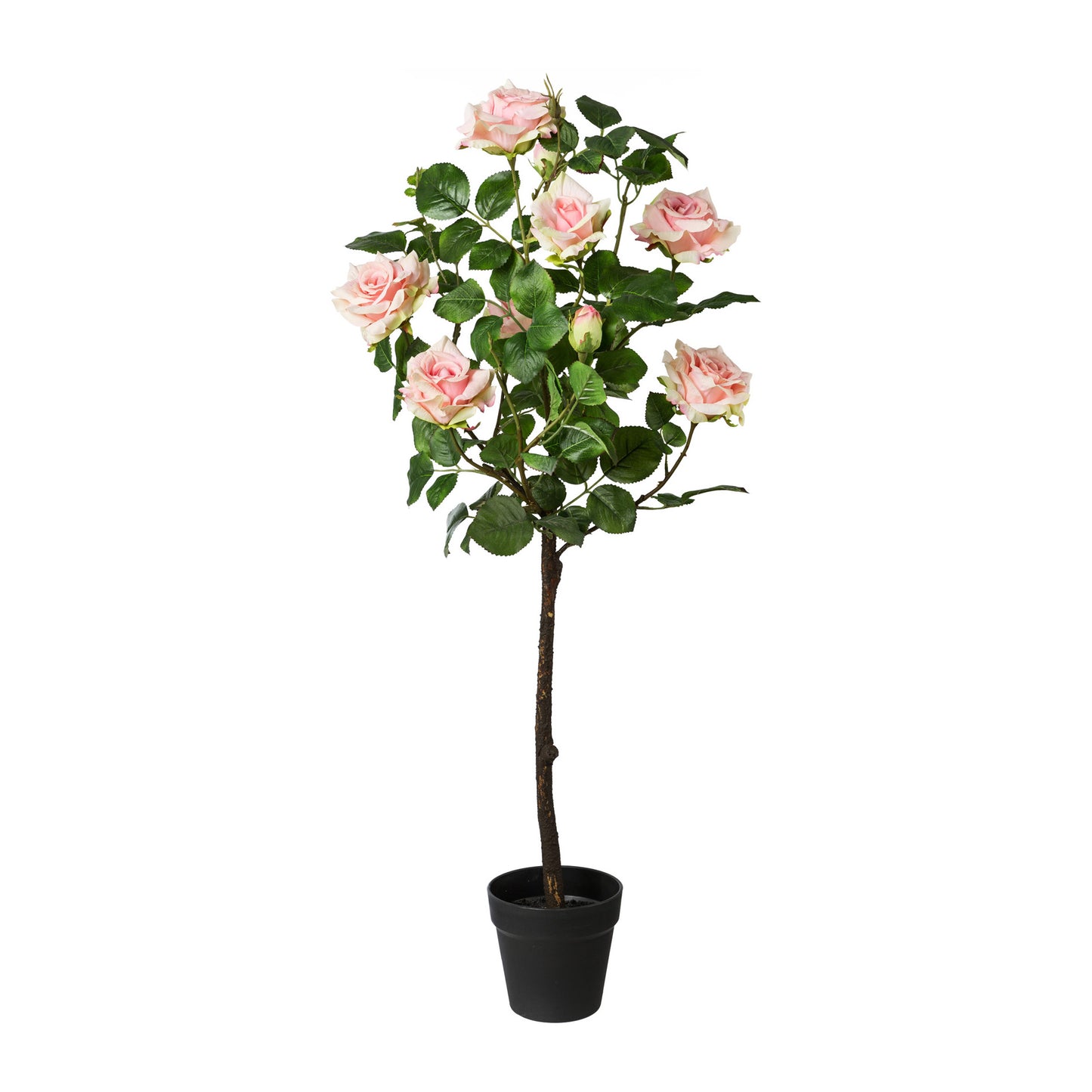 Künstlicher Rosenstamm 95 cm im Topf – Realistische Blüten in Creme und Rosa