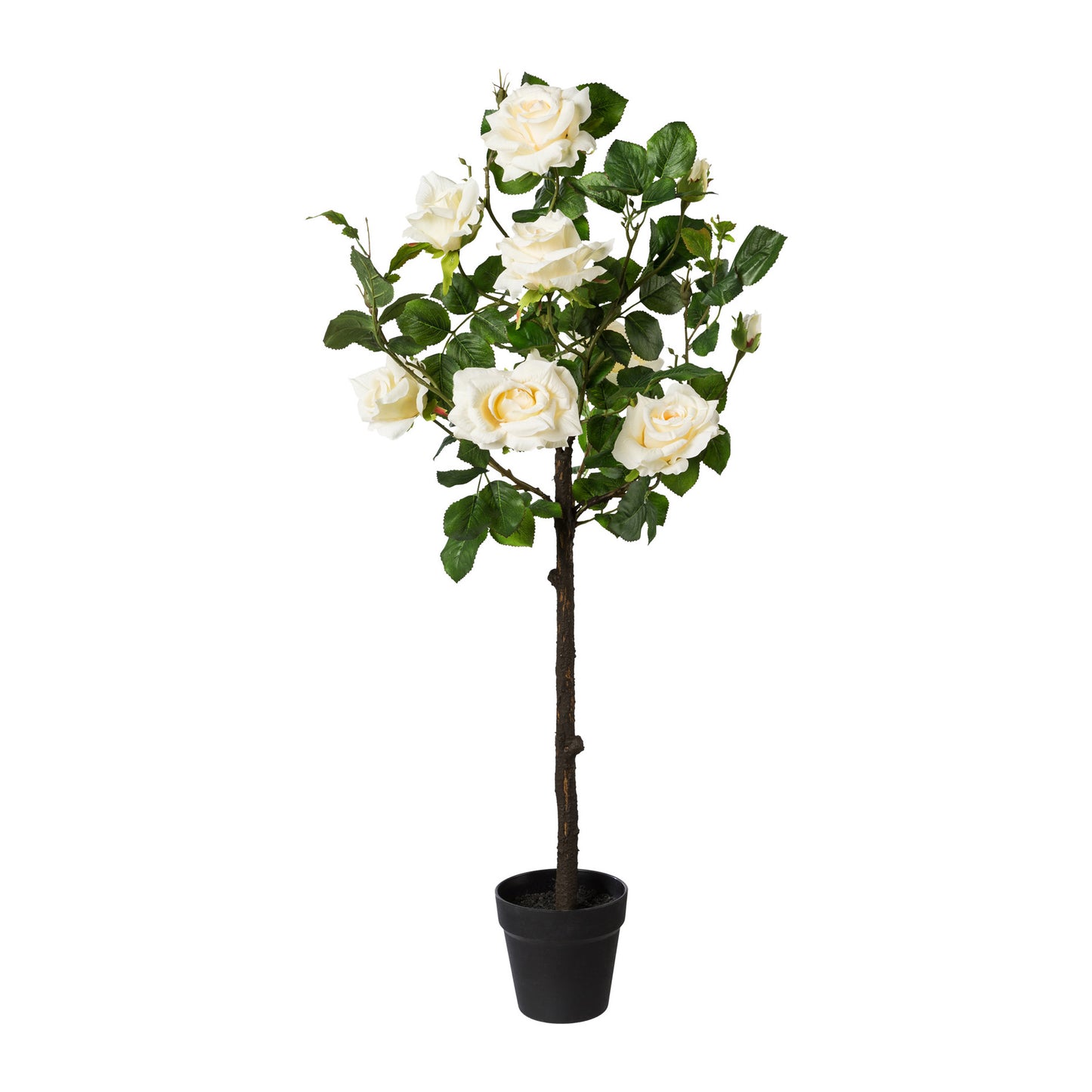 Künstlicher Rosenstamm 95 cm im Topf – Realistische Blüten in Creme und Rosa