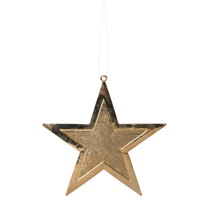 4er Set Metallanhänger Sterne 10 cm in Silber und Gold für festliche Dekoration