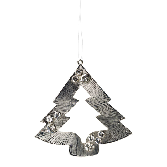 4er Set Metallanhänger Tannenbaum 10 cm in Gold oder Silber mit Dekodiamanten