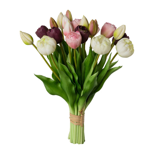 Künstlicher Tulpenstrauß 39 cm in Rosa, Gelb und Bunt – Stilvolle Deko für Ihr Zuhause