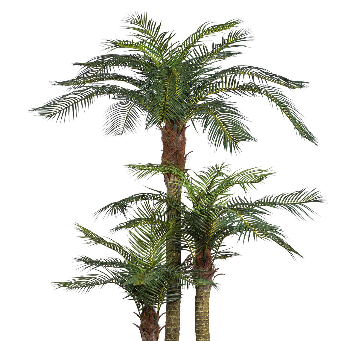 Arecapalme Kunstpflanze 250 cm mit 33 Wedeln und grünen Kunststofftopf 32x23 cm