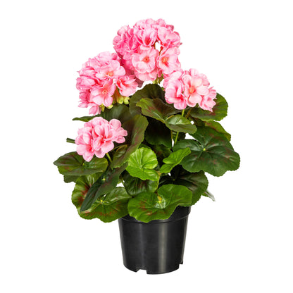 Künstlicher Geranienbusch 33 cm im Kunststofftopf – Verschiedene Farben verfügbar