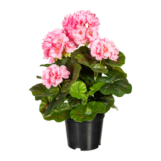 Künstlicher Geranienbusch 33 cm im Kunststofftopf – Verschiedene Farben verfügbar