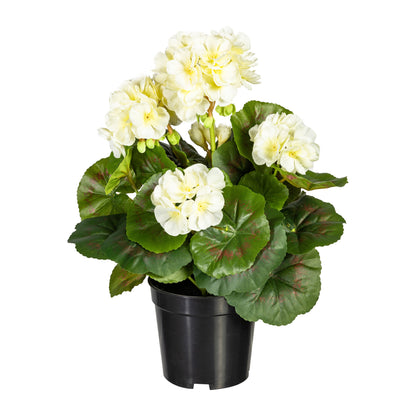 Künstlicher Geranienbusch 33 cm im Kunststofftopf – Verschiedene Farben verfügbar