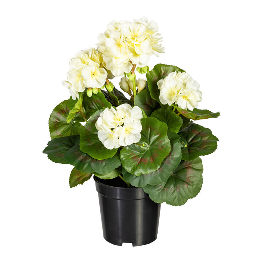 Künstlicher Geranienbusch 33 cm im Kunststofftopf – Verschiedene Farben verfügbar