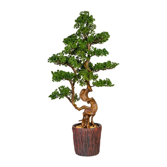 Bonsai Lärche 125 cm – Künstliche Pflanze im braunen Magnesiatopf 26x26 cm