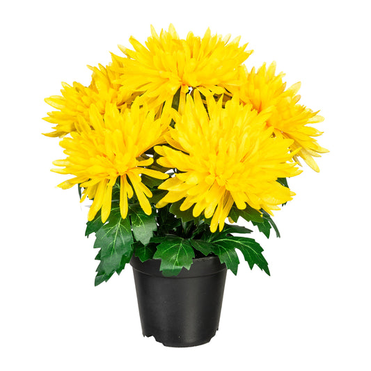 Künstliche Chrysantheme 32 cm im Kunststofftopf – Fuchsia, Gelb oder Weiß wählbar