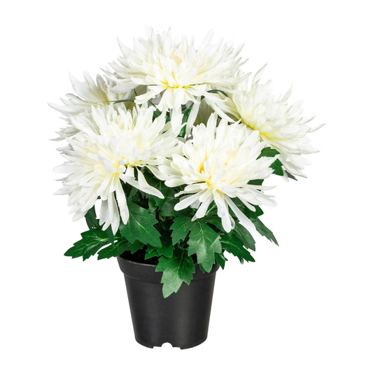 Künstliche Chrysantheme 32 cm im Kunststofftopf – Fuchsia, Gelb oder Weiß wählbar