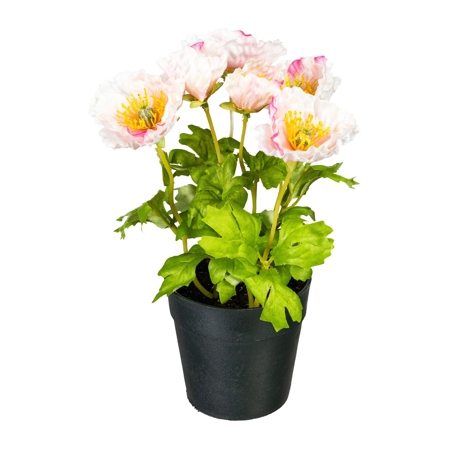 2er Set Künstlicher Mohnbusch im Topf 24 cm – Farbige Dekoration in Rot und Orange