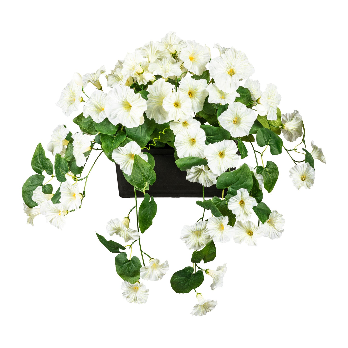 Künstlicher Petunienhänger 40 cm in Kunststoffkasten – Lila & Weiß, Dekoration für Zuhause