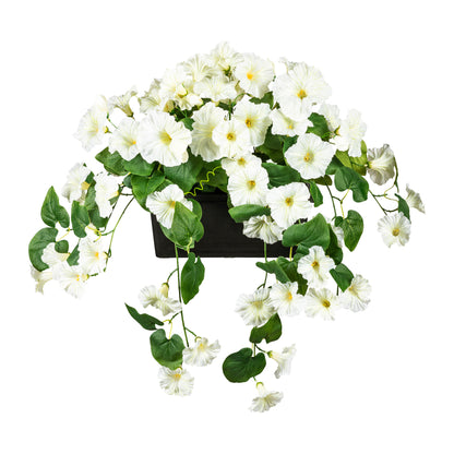 Künstlicher Petunienhänger 40 cm in Kunststoffkasten – Lila & Weiß, Dekoration für Zuhause