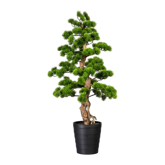 Bonsai Kiefer Kunstpflanze 110 cm hoch im schwarzen Topf 21x23 cm – Dekorativ und realistisch