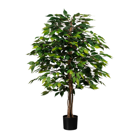Künstlicher Ficus Benjamini 120 cm mit echtem Naturstamm – Dichtes Laubwerk für jeden Raum