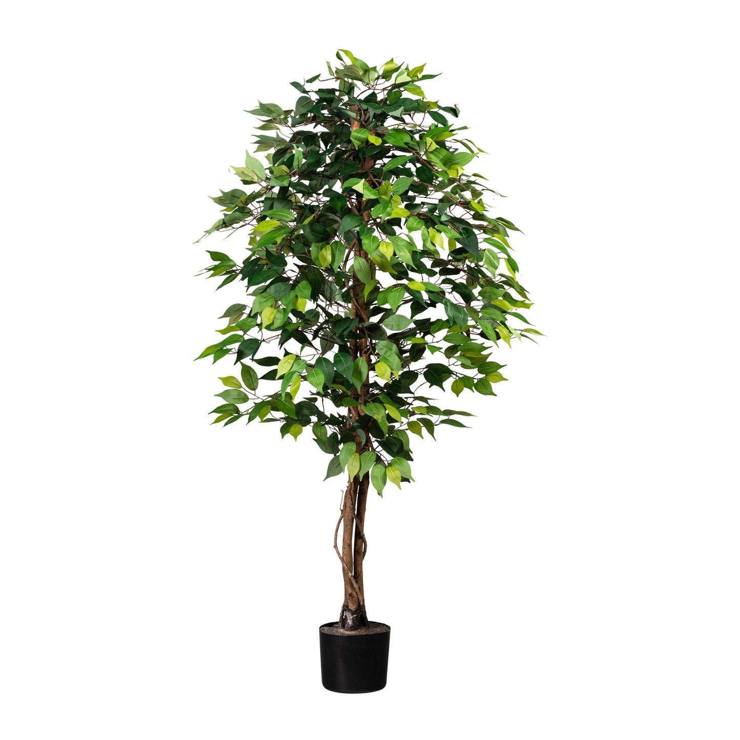 Ficus Benjamini Kunstpflanze 150 cm, 840 Blätter im Topf 16x14 cm, grün, Dekoration