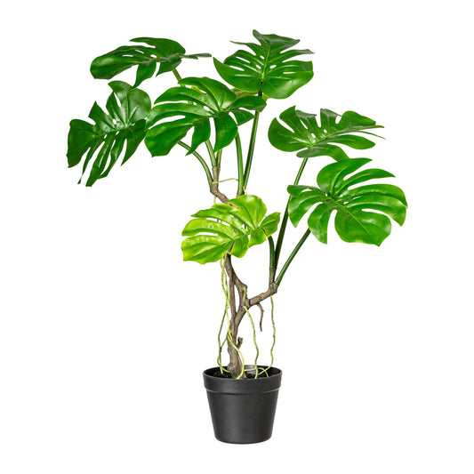 Künstlicher Splitphilodendron 75 cm mit Kunststofftopf 15x13 cm – Pflegeleichte Deko