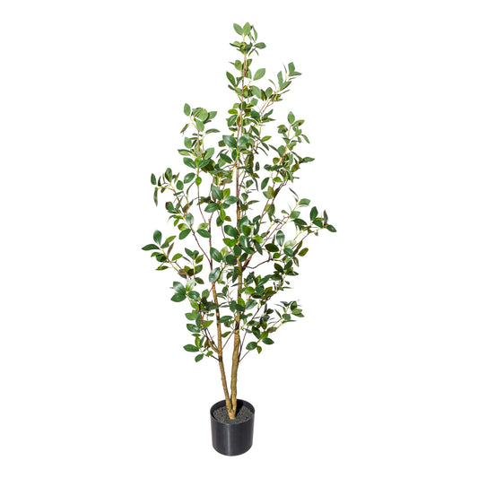 Kunstpflanze Ficus Ginseng 130 cm mit realistischem PU-Stamm und Topf, pflegeleicht