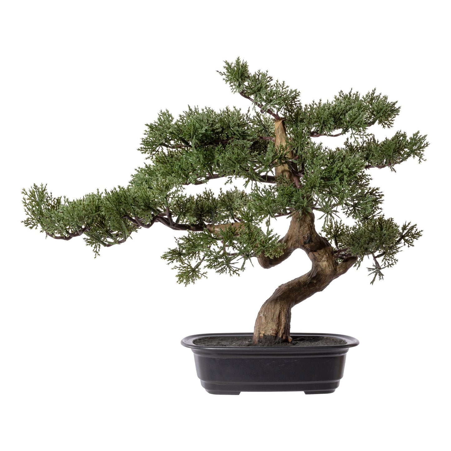 Bonsai Zeder Kunstpflanze 40 cm in schwarzer Kunststoffschale 22x15 cm dekorativ