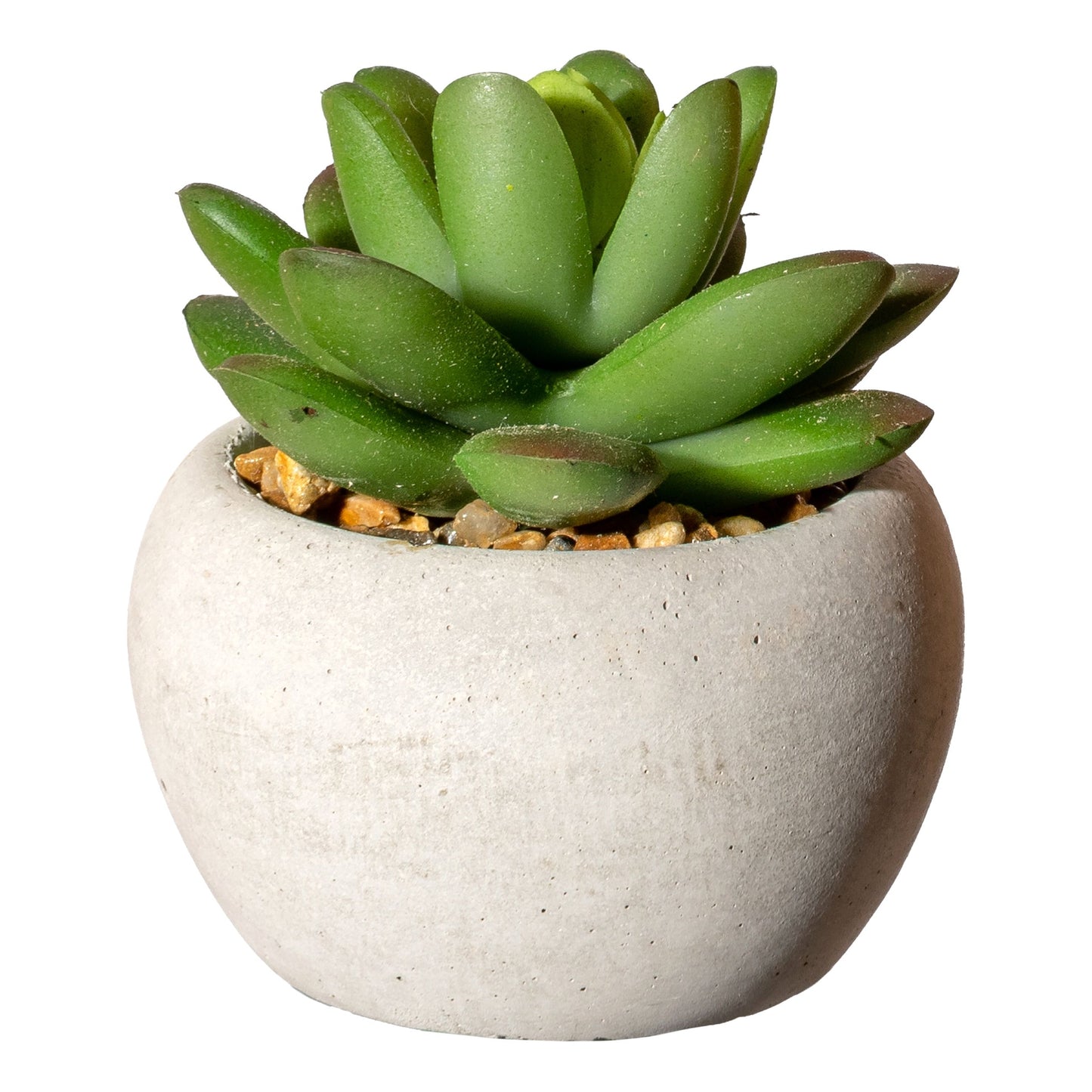 2er Set Sukkulenten 3-fach sortiert, Kunstpflanzen mit Zementtopf und Kies 6x4cm