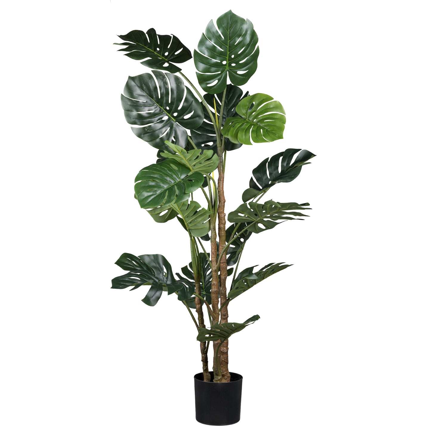 Kunstpflanze Splitphilodendron 160 cm hoch mit 19 Blättern im Kunststofftopf 19x17,5 cm