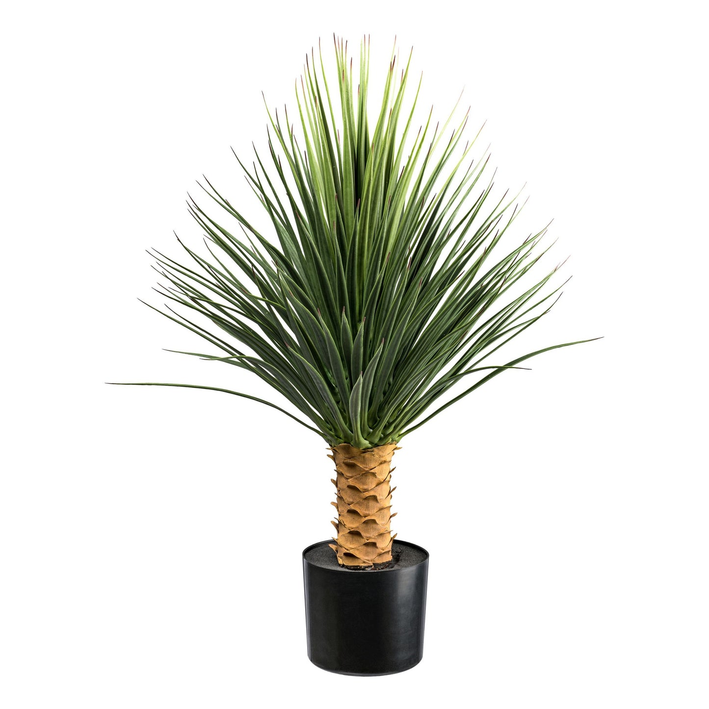 Yucca rostrata Kunstpflanze 85 cm – Grüner Stamm im stabilen Kunststofftopf 16,5 x 14,5 cm