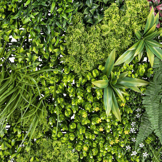 Premium-Blättermatte 100x100 cm – UV-beständige Kunstpflanze mit Farn und Moos, grün