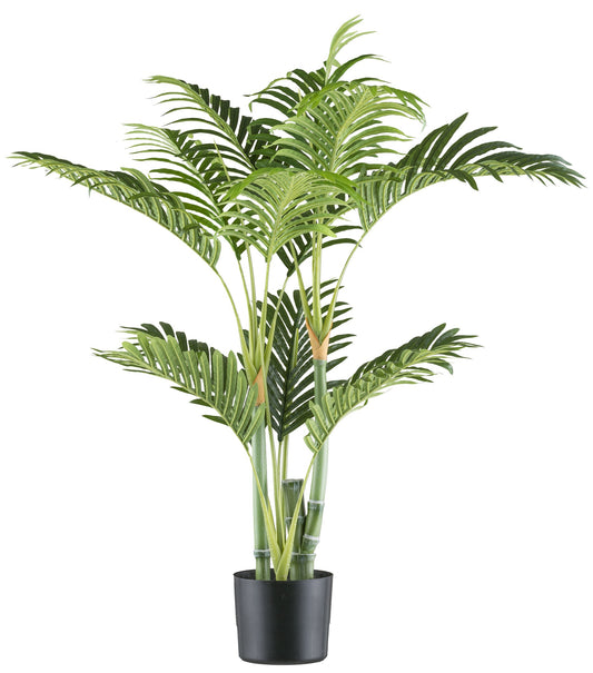 Bambuspalme 100 cm mit 13 Wedeln im 14,5x12,5 cm Kunststofftopf – Kunstpflanze Grün