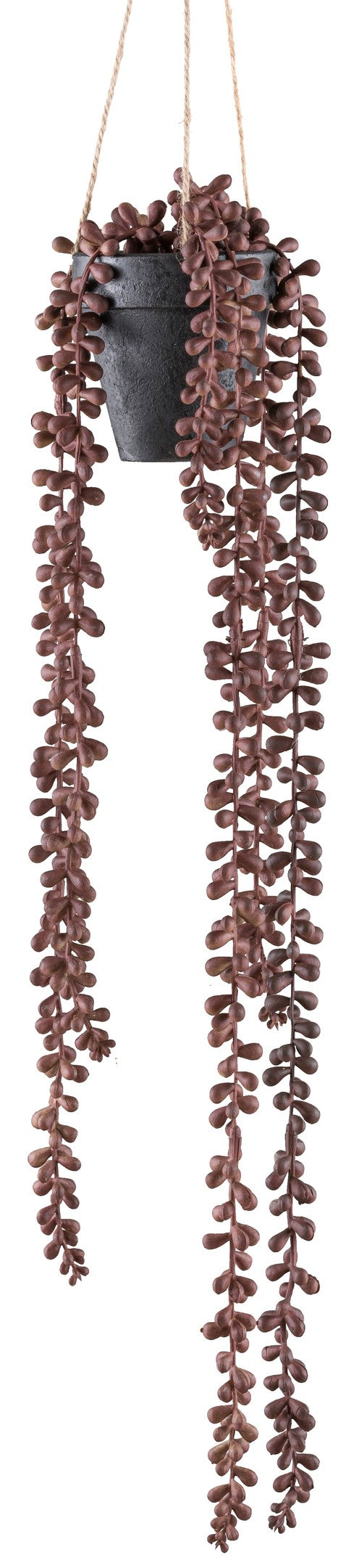 Sedumhänger Kunstpflanze 60 cm rotbraun im schwarzen Hängetopf 9x9 cm - pflegeleicht & dekorativ