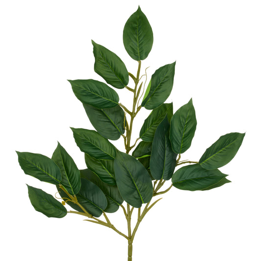 Ficus Zweig Kunstpflanze 66 cm mit 21 grünen Blättern - Hochwertige Deko, langlebig und realistisch